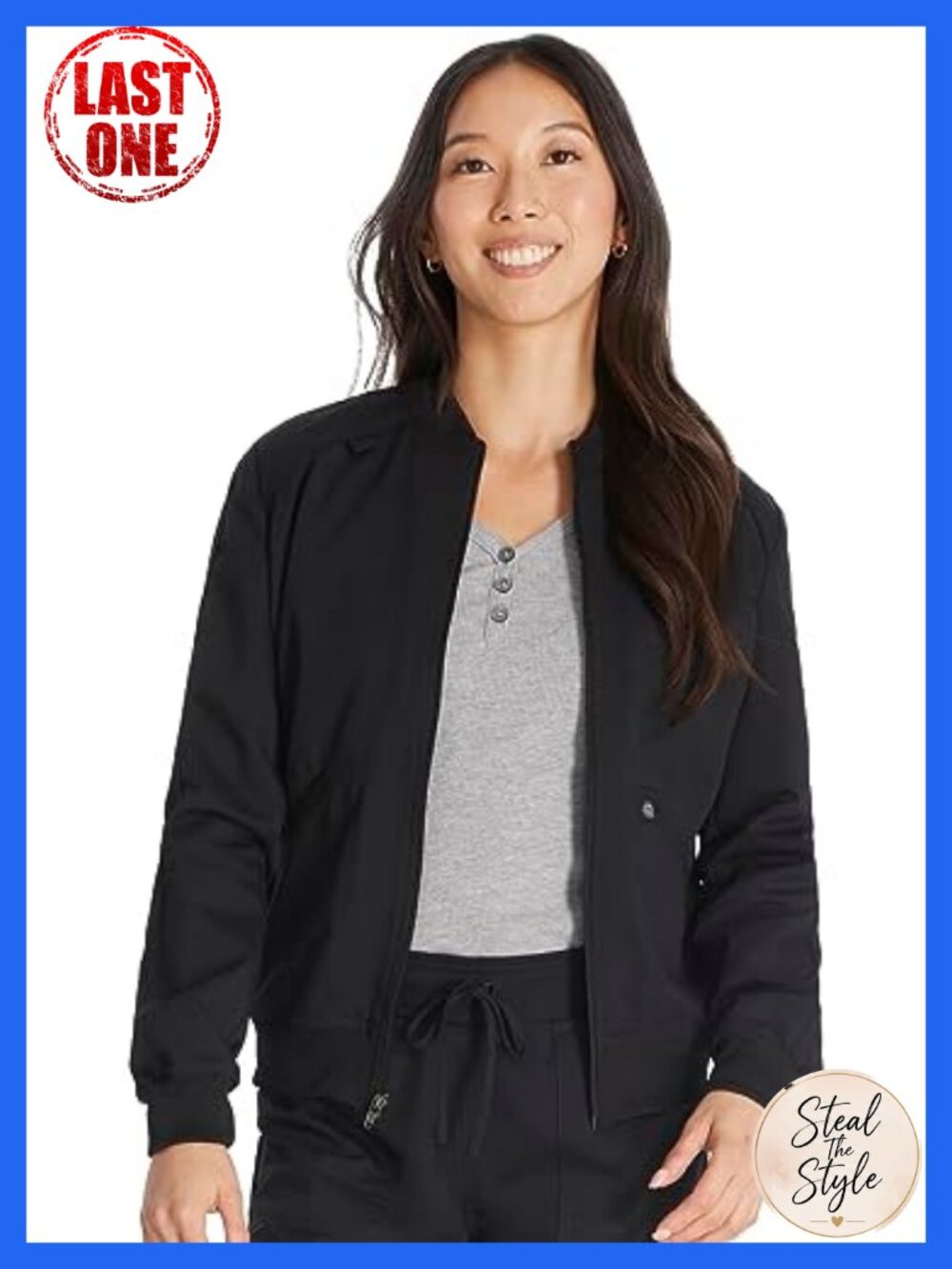 Dickies Scrub Jacket Zip Front Rib Knit Collar 2 Pocket Medical Workwear